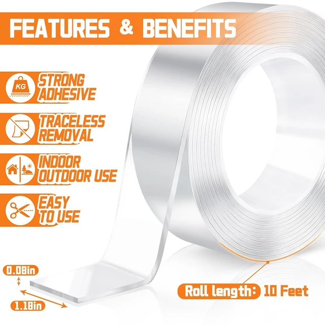 Alt view image 7 of 7 - Double Sided Heavy Duty Tape, 1.18In x 10Ft