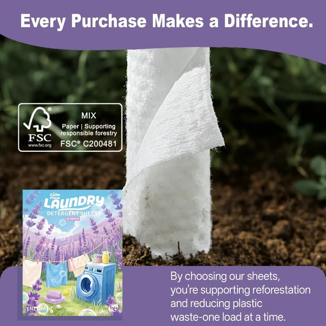 Alt view image 2 of 7 - Laundry Detergent Sheets Lavender Scent 40 Loads Pre-Measured Liquidless Hypoallergenic Travel Strips