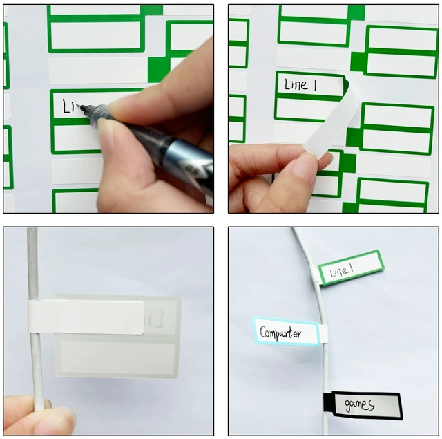 Alt view image 4 of 7 - 300PCS Waterproof Cable Labels, 10 Colors, Self Adhesive, Printable for Laser Printer and Handwriting, Wire Tags for Management