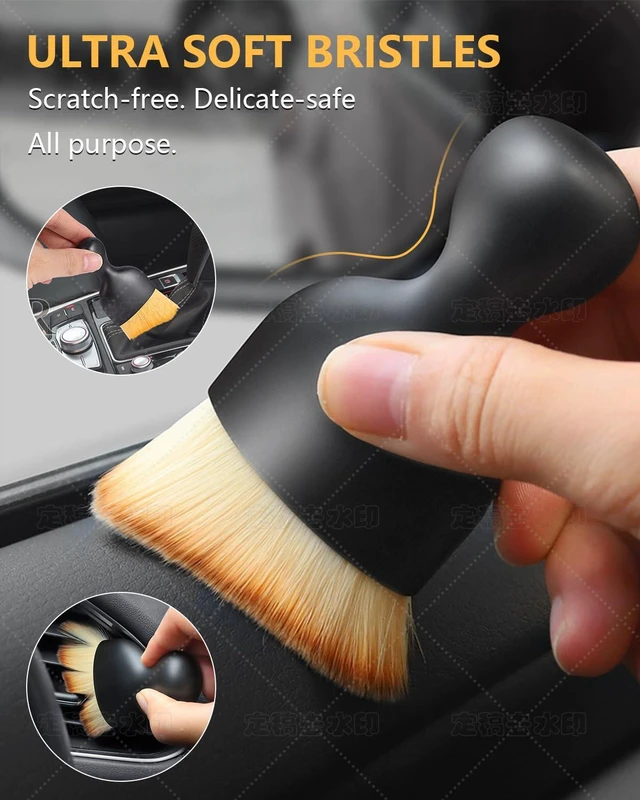 Alt view image 7 of 7 - Interior Detailing Kit 3PCS Soft Dual Head Scratch-Free Brush Set