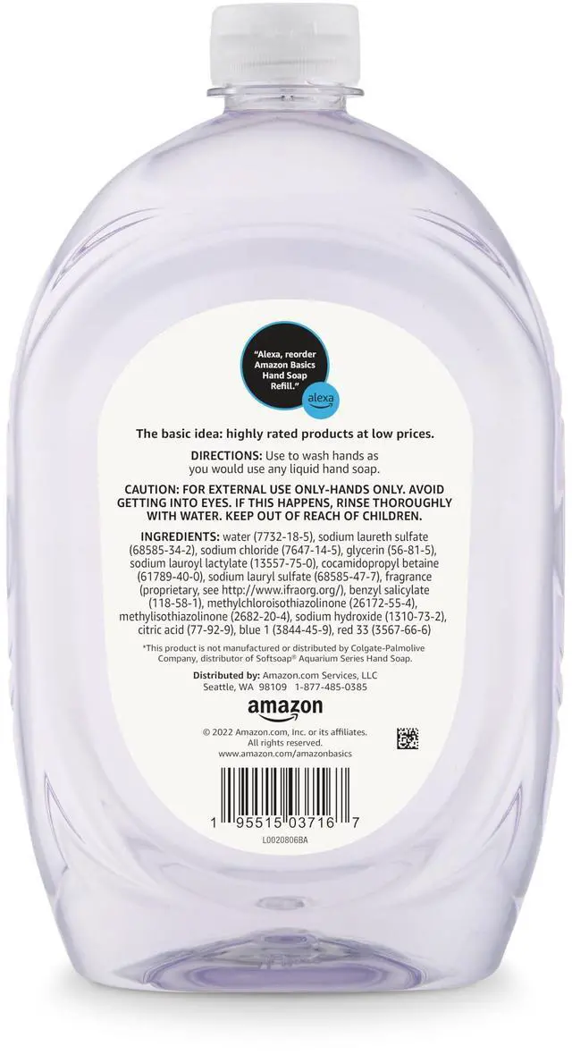 Alt view image 3 of 5 - Amazon Basics Gentle & Mild Clear Liquid Hand Soap Refill, 50 Fluid Ounces, 1-Pack, Triclosan-Free, Dermatologist-Tested, pH Balanced, Cruelty-Free