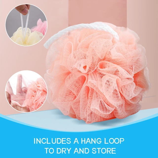 Alt view image 5 of 7 - Loofah Sponge Mesh Balls 50g Body Scrubber Puff Pack for Men Women Exfoliating Cleansing Bathing Accessories (4 Colors)