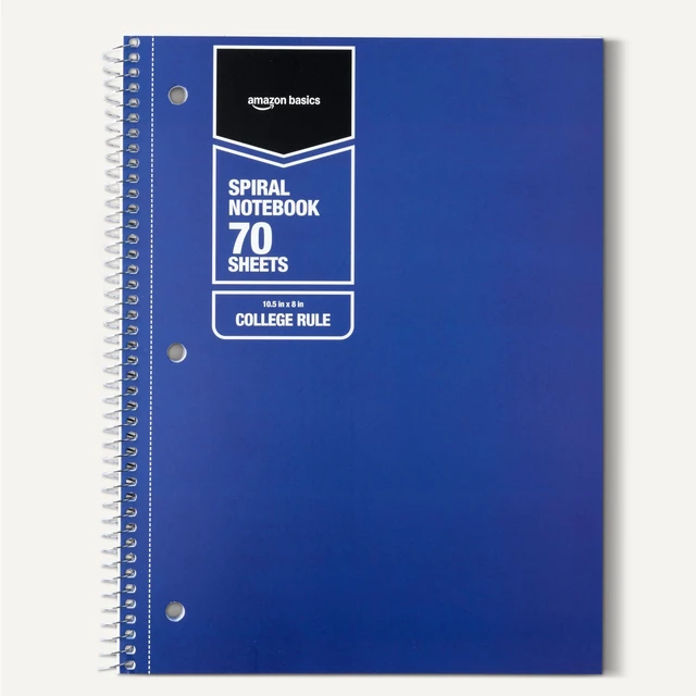 Alt view image 4 of 5 - Amazon Basics College Ruled Spiral Notebook, 70 Sheets, 8" x 10.5", Assorted Solid Colors, 5 Pack