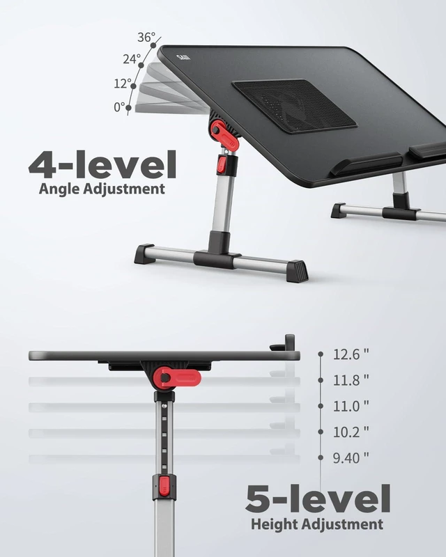 Alt view image 7 of 7 - SAIJI Laptop Desk Tray Table with Cooling Fan for Bed