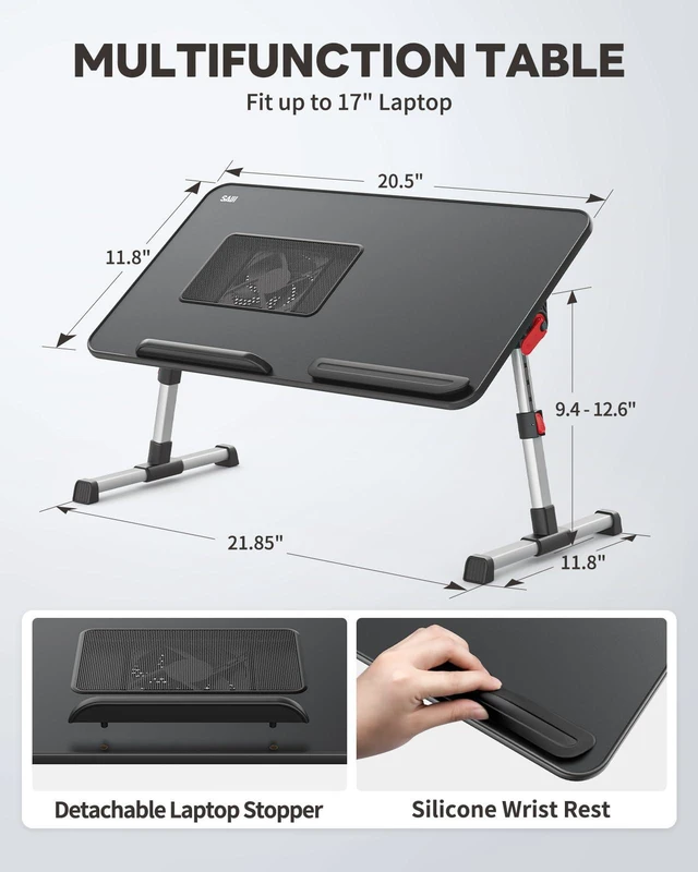 Alt view image 5 of 7 - SAIJI Laptop Desk Tray Table with Cooling Fan for Bed