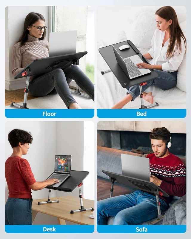 Alt view image 3 of 7 - SAIJI Laptop Desk Tray Table with Cooling Fan for Bed
