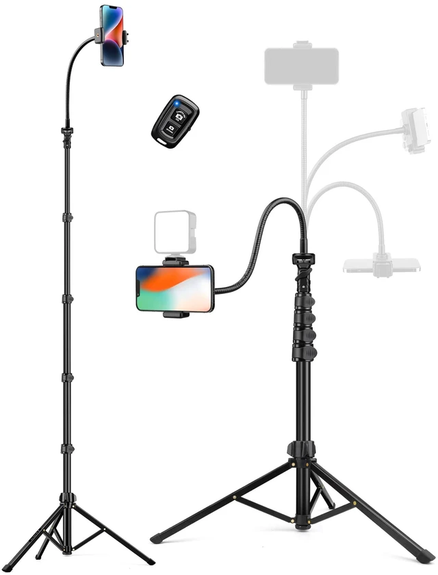 Main image of 86" Tall Tripod for iPhone with Flexible Gooseneck & Remote