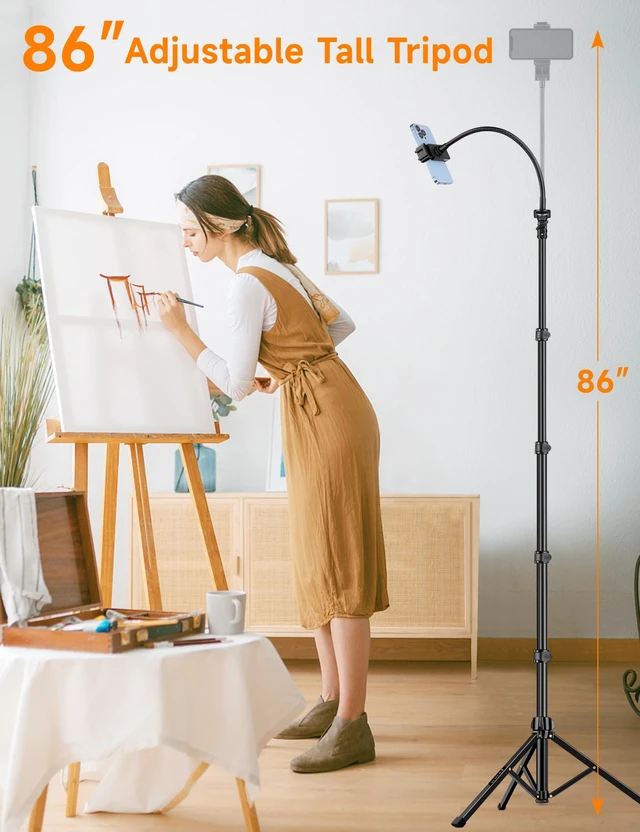 Alt view image 4 of 7 - 86" Tall Tripod for iPhone with Flexible Gooseneck & Remote