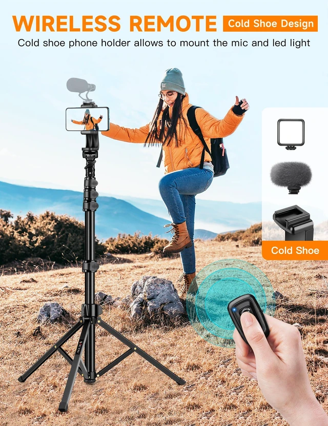 Alt view image 6 of 7 - 86" Tall Tripod for iPhone with Flexible Gooseneck & Remote