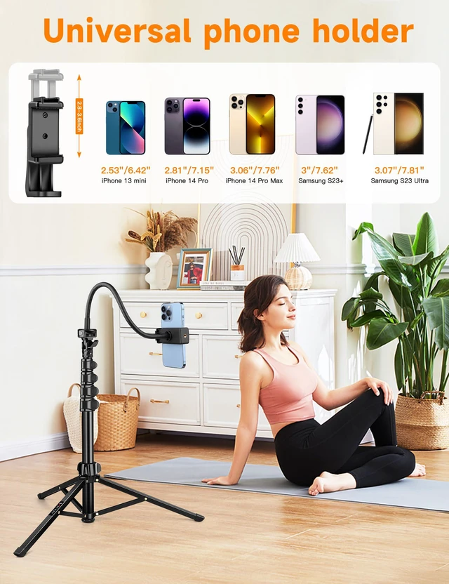 Alt view image 5 of 7 - 86" Tall Tripod for iPhone with Flexible Gooseneck & Remote