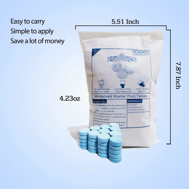 Alt view image 2 of 6 - DOKIKO 50 Pcs Car Windshield Washer Fluid Concentrate Tablets, 1 Pack Makes 52.5 Gallons, 1 Piece Makes 1.05 Gallons (Winter: Use With De-Icer or Methanol)