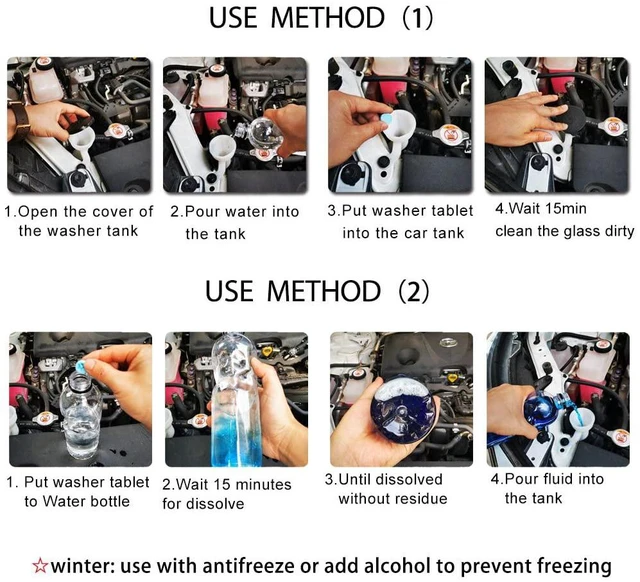 Alt view image 6 of 6 - DOKIKO 50 Pcs Car Windshield Washer Fluid Concentrate Tablets, 1 Pack Makes 52.5 Gallons, 1 Piece Makes 1.05 Gallons (Winter: Use With De-Icer or Methanol)