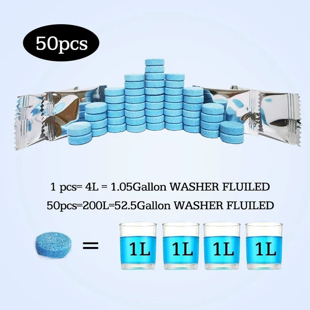 Alt view image 4 of 6 - DOKIKO 50 Pcs Car Windshield Washer Fluid Concentrate Tablets, 1 Pack Makes 52.5 Gallons, 1 Piece Makes 1.05 Gallons (Winter: Use With De-Icer or Methanol)