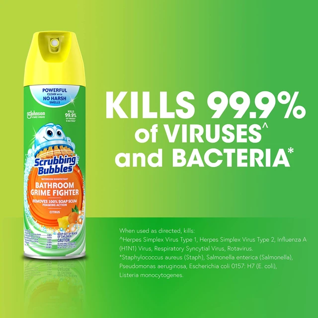 Alt view image 3 of 6 - Scrubbing Bubbles Bathroom and Shower Cleaner Aerosol, Foaming Action, Citrus Scent, 20oz (Pack of 1)