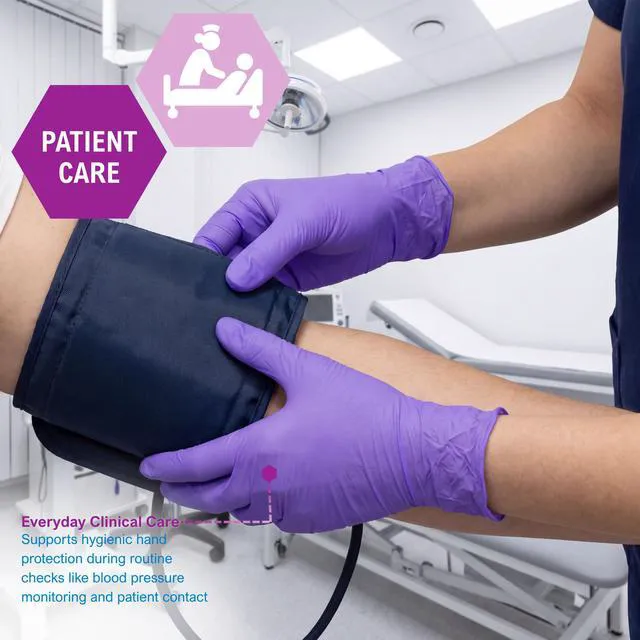 Alt view image 6 of 6 - MedPride Powder-Free Nitrile Exam Gloves, Medium, Iris Blue, Box of 100