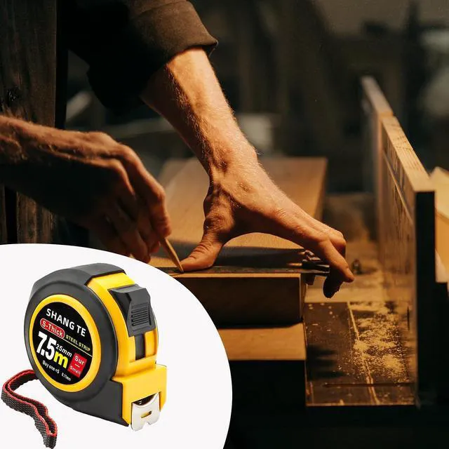 Alt view image 5 of 7 - Steel Retractable Tape Measure 25 ft, Self-Locking, Imperial/Metric for Body Measurements