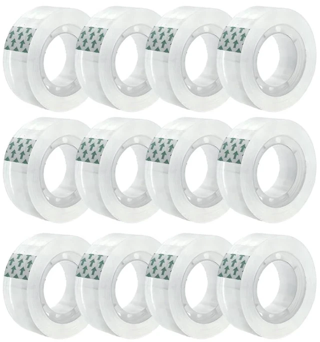 Main image of 12 Rolls 3/4 x 1000 in 1 in Core Transparent Tape Refills Gift Packaging for Office, Home, School