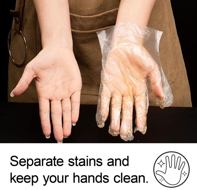 Alt view image 3 of 7 - 400 PCS Disposable Plastic Gloves, Latex-Free, Powder-Free, Clear, One Size Fits Most, Food Safe for Cooking, Food Service, Cleaning, Food Handling