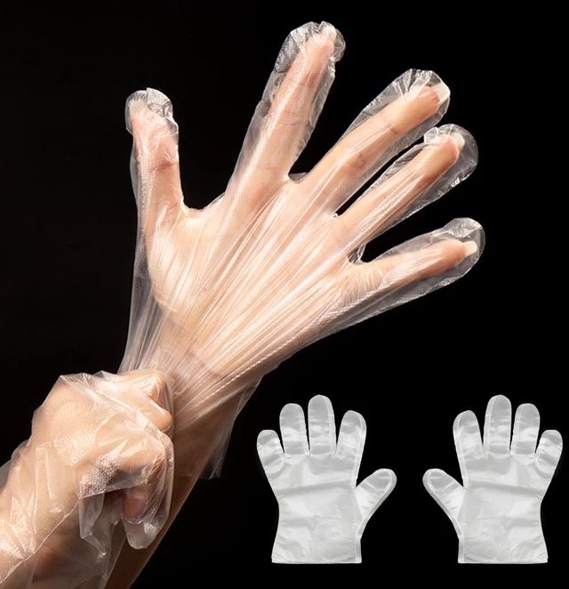 Main image of 400 Count Disposable Plastic Gloves, Food Safe, Latex-Free & Powder-Free, Waterproof Clear Poly Gloves for Cooking, Cleaning, Food Prep, Pet Care, Household Use, One Size