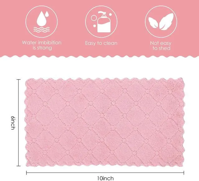 Alt view image 2 of 6 - Rachan 11-Pack Kitchen Dish Cloths, Coral Velvet, Nonstick Oil, Fast Drying, Super Absorbent, Reusable, 10 x 6 Inches, Green-Grey