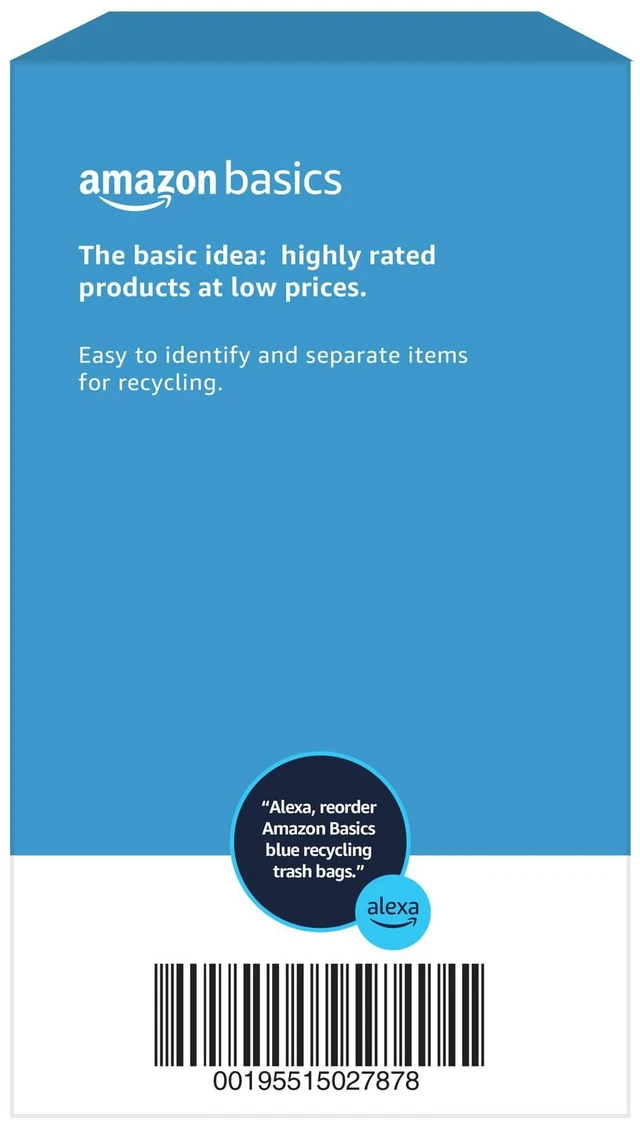 Alt view image 3 of 6 - Amazon Basics 13 Gallon 60 Count Blue Recycling Drawstring Trash Bags, Tall Kitchen, Unscented