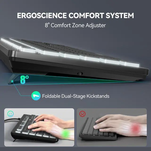 Alt view image 5 of 6 - TECKNET Wired Keyboard, Silent Typing, Full-Size Layout, RGB Backlit