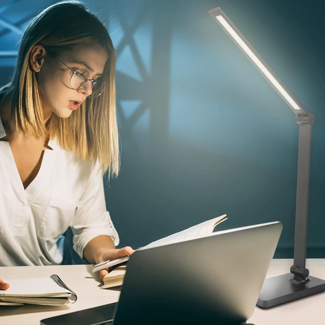 Alt view image 3 of 6 - DWEPTU Rechargeable Desk Lamp with USB Charging Port, 3 Brightness Levels, Adjustable