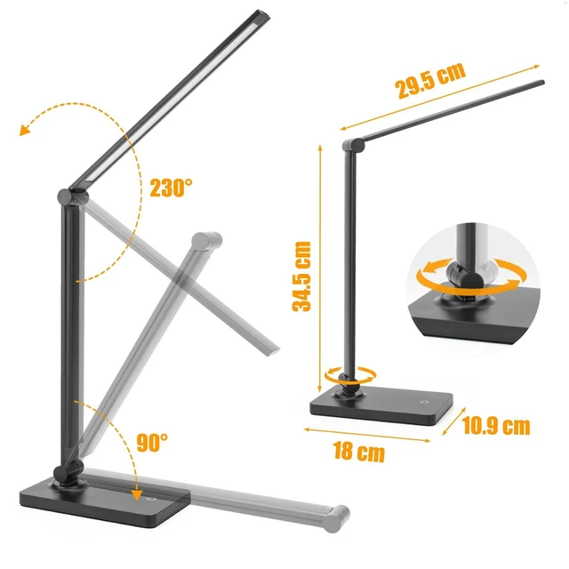 Alt view image 5 of 6 - DWEPTU Rechargeable Desk Lamp with USB Charging Port, 3 Brightness Levels, Adjustable