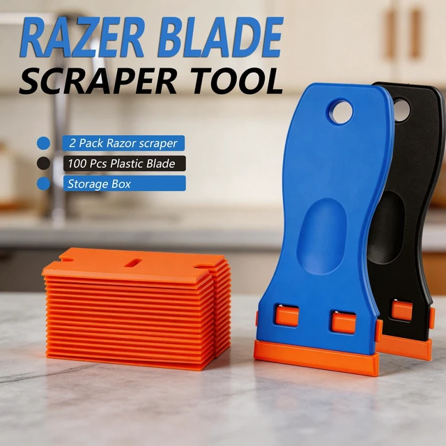Alt view image 7 of 7 - Razor Blade Scraper Tool with Blades for Window Glass
