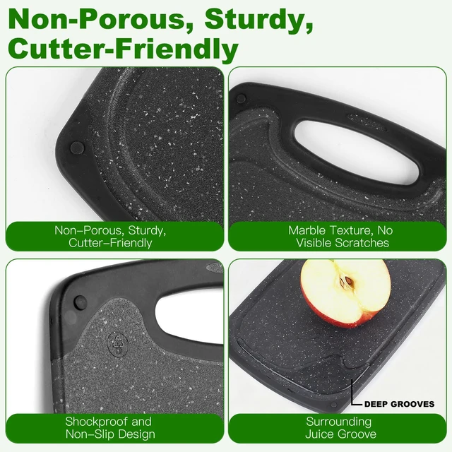 Alt view image 6 of 6 - 5"x7.7" Natural Food Grade Plastic Cutting Board, BPA Free, Eco, Non-Slip with Juice Groove, Dishwasher Safe, Double Sided, Dark Grey