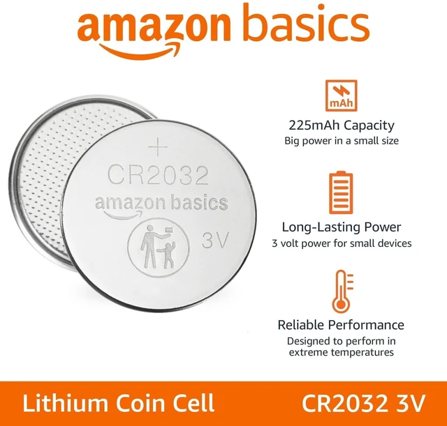 Alt view image 3 of 4 - CR2032 3V Lithium Coin Cell Batteries, 4-Pack, Amazon Basics, Child-Proof Package, Non-Coated, AirTag Compatible