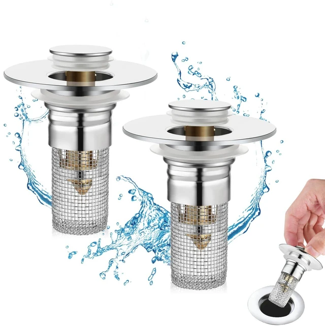 Main image of 2 Pack Silver Bathroom Sink Stopper 1.06-1.50in