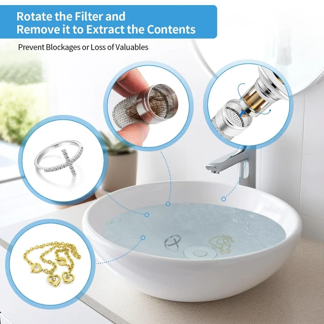 Alt view image 6 of 6 - 2 Pack Silver Bathroom Sink Stopper 1.06-1.50in