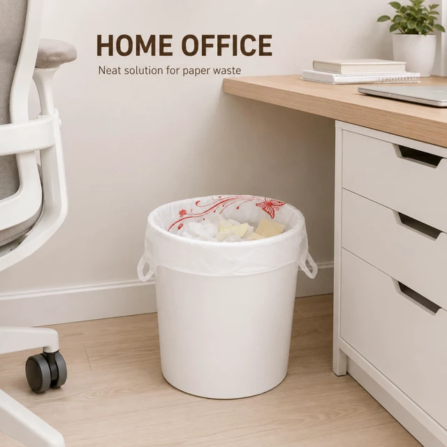 Alt view image 6 of 7 - 4 Gallon Trash Bags with Handles, 100 Count, 11" x 21" Thank You T-Shirt Style Plastic Garbage Bags for Home, Kitchen, Office, Bathroom, Small Business, Takeout, Grocery