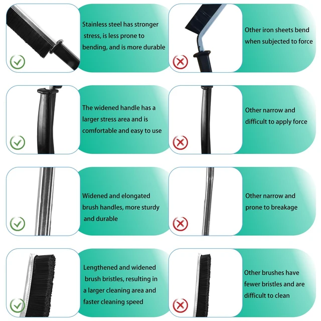 Alt view image 3 of 6 - OKOM Multifunctional Stainless Steel Crevice Cleaning Brush with Hard Bristles for Kitchen and Bath Gap Cleaning