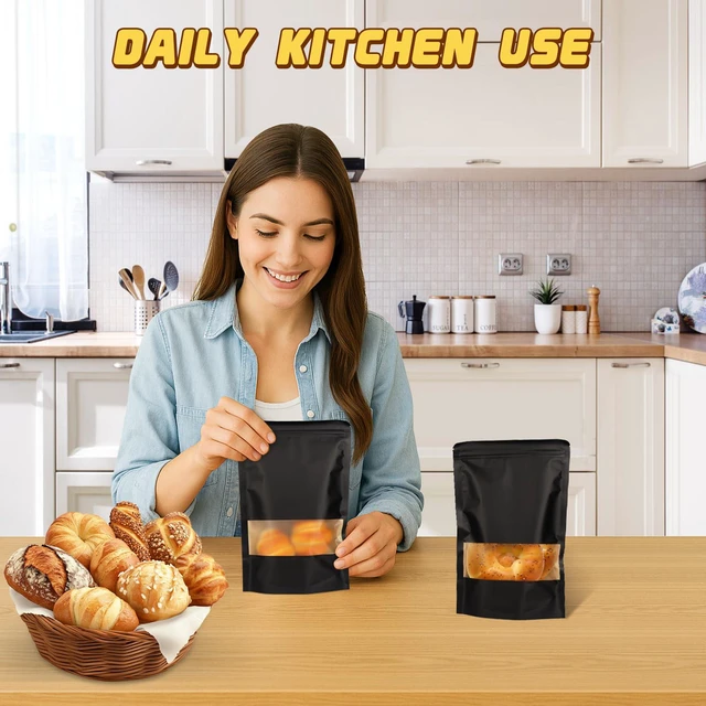 Alt view image 3 of 6 - JETMORE 50 Pack Treat Bags, Cookie Bag with Window, Spice Bags, 4.7x7.9in