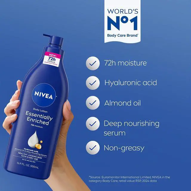 Alt view image 3 of 6 - NIVEA Essentially Enriched Body Lotion for Very Dry Skin with Almond Oil, 16.9Oz