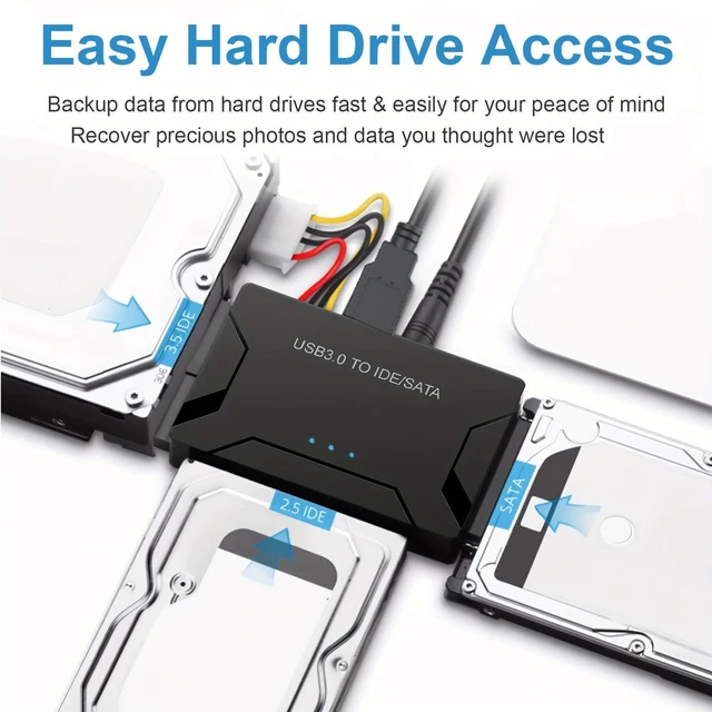 Alt view image 6 of 6 - USB 3.0 to SATA IDE Adapter for 2.5" 3.5" SSD HDD Hard Drive Reader 5Gbps
