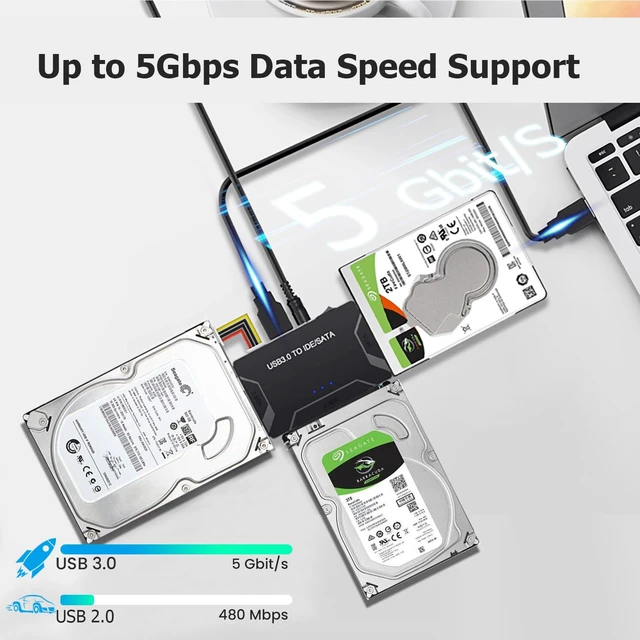 Alt view image 5 of 6 - USB 3.0 to SATA IDE Adapter for 2.5" 3.5" SSD HDD Hard Drive Reader 5Gbps