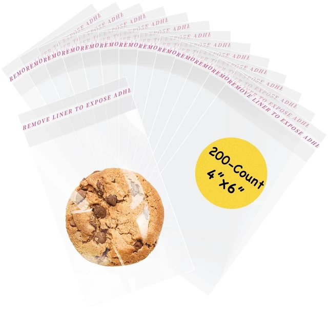 Main image of Yeaban 4"x6" Clear Self-Sealing Cellophane Bags, 200-Count