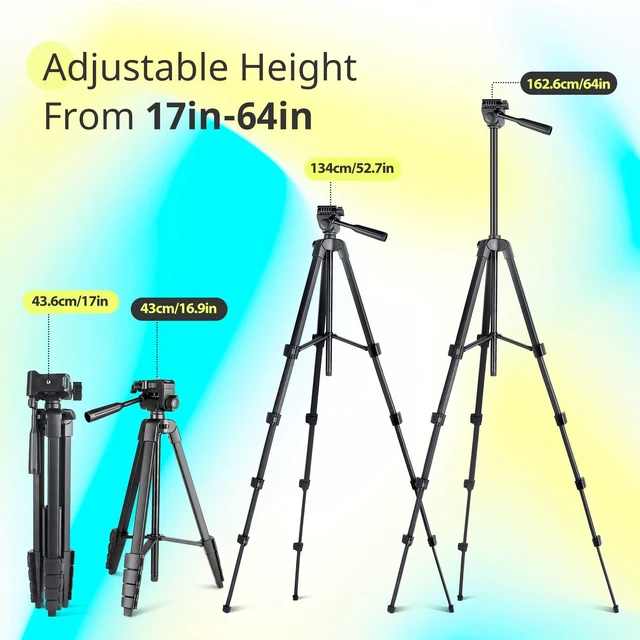 Alt view image 4 of 6 - Sensyne 64" Camera Tripod Stand with Phone Holder and Remote for iPhone & iPad