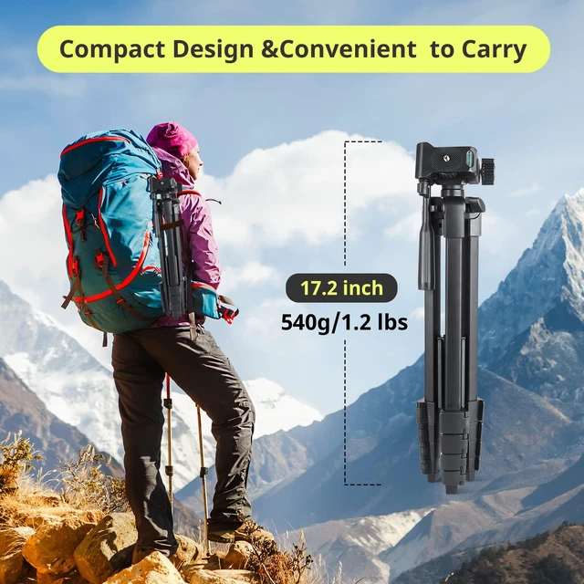 Alt view image 2 of 6 - Sensyne 64" Camera Tripod Stand with Phone Holder and Remote for iPhone & iPad