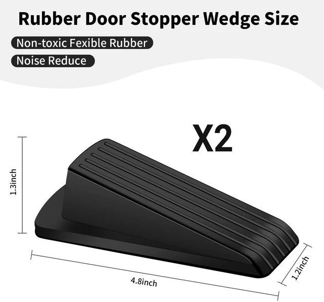 Alt view image 5 of 6 - 2 Pack Premium Rubber Door Stoppers, Heavy Duty Wedge for Carpet & Bottom of Door Security