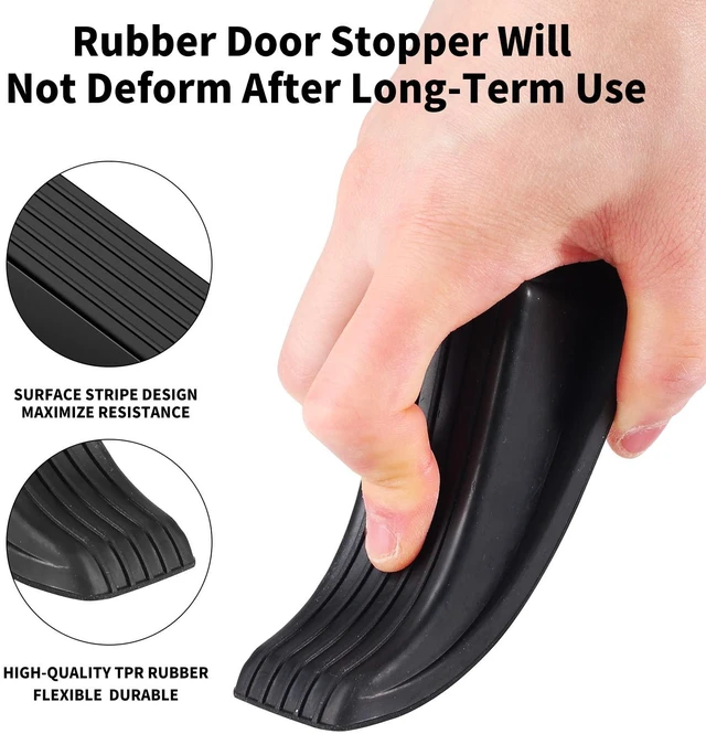 Alt view image 2 of 6 - 2 Pack Premium Rubber Door Stoppers, Heavy Duty Wedge for Carpet & Bottom of Door Security