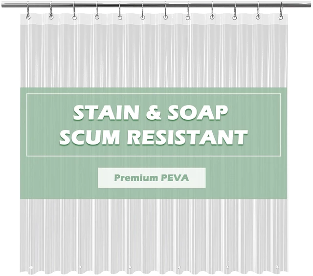 Main image of EHZNZIE Crystal Clear Shower Curtain Liner 72x72, PEVA Waterproof with 3 Weighted Magnets, Rustproof Metal Grommets, No Chemical Smell