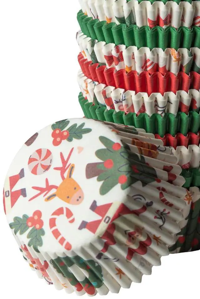 Alt view image 7 of 7 - 500 Paper Cupcake Liners, Muffin Liners, Baking Cups, Grease Proof, Food Grade, for Desserts, Muffins, Cupcakes, Treats, Christmas