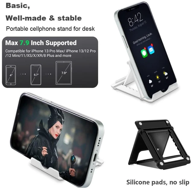 Alt view image 5 of 6 - Kemoxan 2 Pack Portable Foldable Cell Phone Stand, Universal Adjustable Desktop Kickstand for iPhone, iPad, Kindle, Android, Black & White