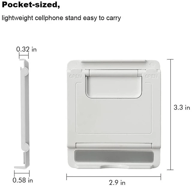 Alt view image 6 of 6 - Kemoxan 2 Pack Portable Foldable Cell Phone Stand, Universal Adjustable Desktop Kickstand for iPhone, iPad, Kindle, Android, Black & White