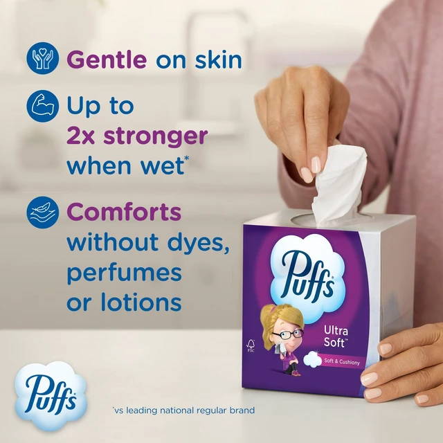 Alt view image 2 of 7 - Puffs Ultra Soft Facial Tissues, 4 Family Boxes (124 Tissues per Box), for Allergies and Colds, Packaging May Vary