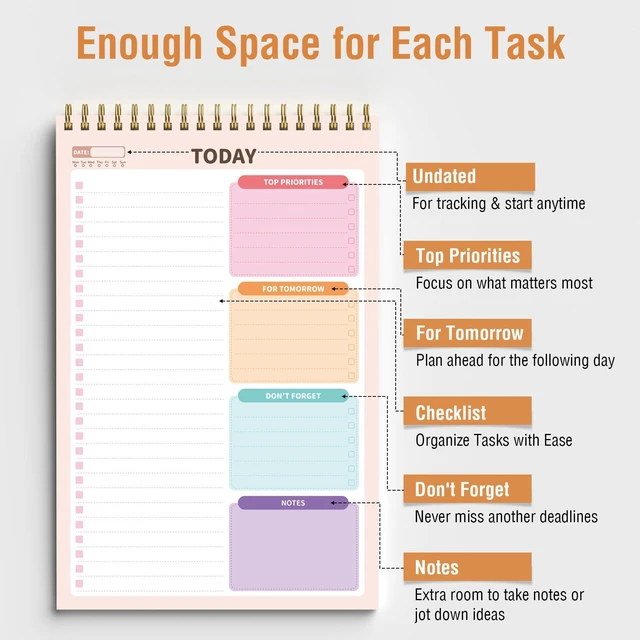 Alt view image 7 of 7 - Forvencer 6.5x9.8 To Do List Notepad